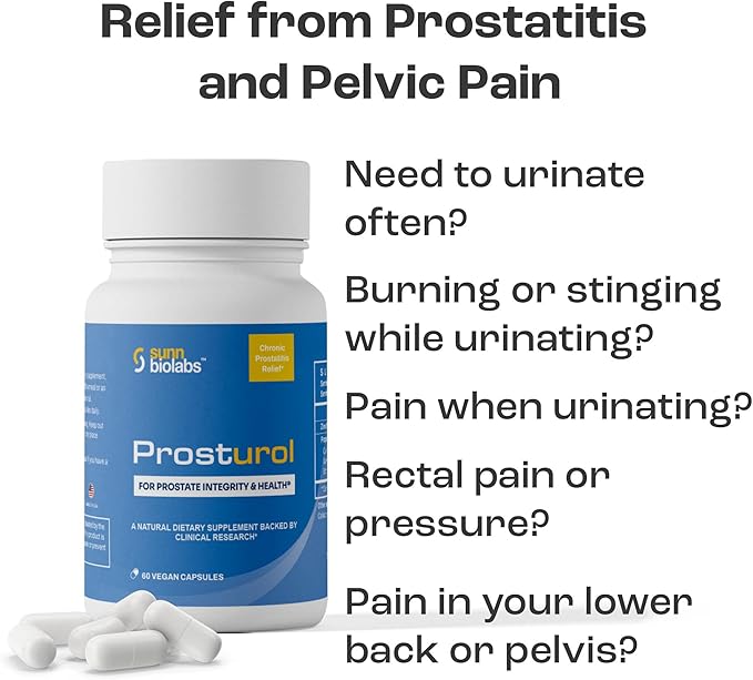 Prosturol | Prostatitis Treatment | CPPS -Prosturol Extra Strength Discomfort Relief & Prostate Supplement for Men with Quercetin, Saw Palmetto, Enzymes, for Pelvic Health - 180 Capsules (3)