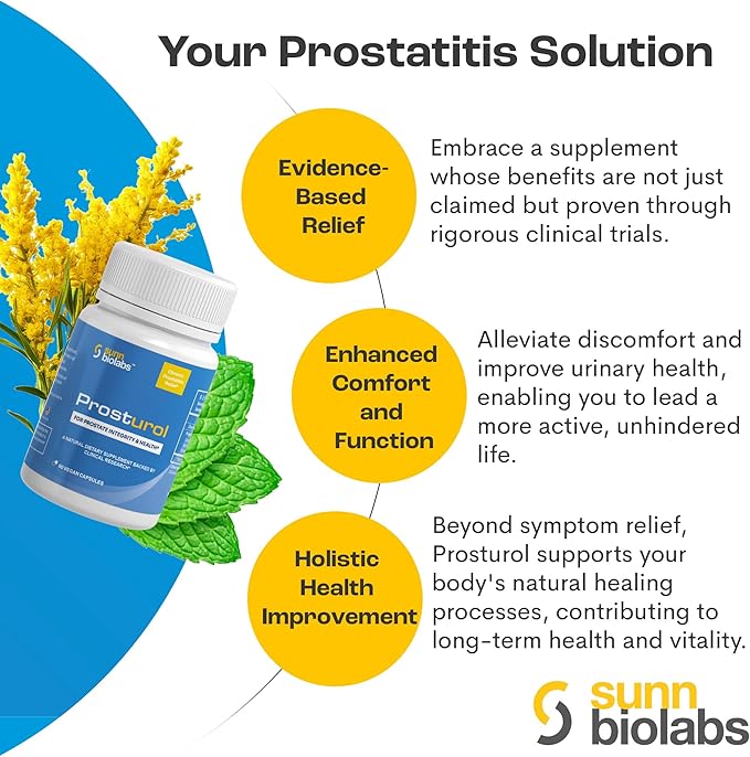 Prosturol | Prostatitis Treatment | CPPS -Prosturol Extra Strength Discomfort Relief & Prostate Supplement for Men with Quercetin, Saw Palmetto, Enzymes, for Pelvic Health - 180 Capsules (3)