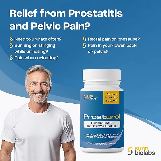 Prosturol | Prostatitis Treatment | CPPS -Prosturol Extra Strength Discomfort Relief & Prostate Supplement for Men with Quercetin, Saw Palmetto, Enzymes, for Pelvic Health - 180 Capsules (3)