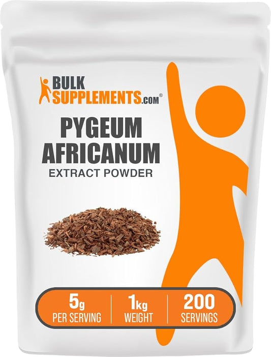BulkSupplements.com Pygeum Africanum Extract Powder - from Pygeum Bark, Nutritional Supplement - Gluten Free - 5g per Serving, 1kg (2.2 lbs) (Pack of 1)