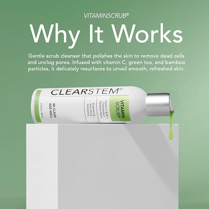 CLEARSTEM VITAMINSCRUB Antioxidant Infused Exfoliating Face & Body Scrub with Vitamin C, 7 Ounce