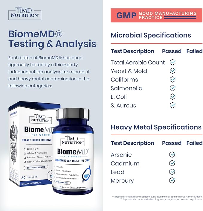1MD Nutrition BiomeMD Probiotics | 62 Billion CFUs, 15 Comprehensive Strains - Pro & Prebiotics | Doctor-Formulated for Digestive Health & Immune Support | 30 Capsules