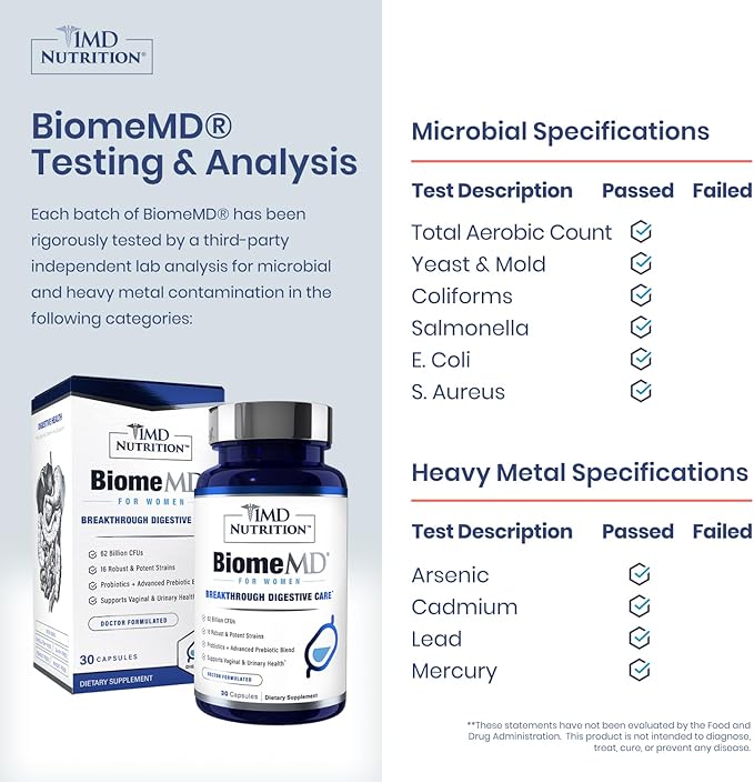 1MD Nutrition BiomeMD Probiotics | 62 Billion CFUs, 15 Comprehensive Strains - Pro & Prebiotics | Doctor-Formulated for Digestive Health & Immune Support | 60 Capsules